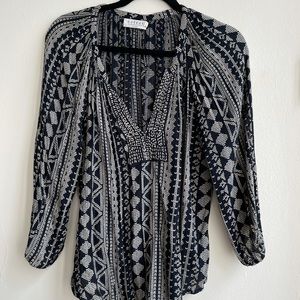 Velvet (brand) navy and cream printed top